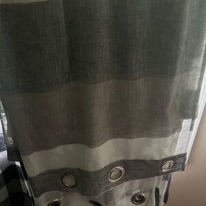 New Gray and White Striped Grommet Curtain Panel --2 SETS--63" long